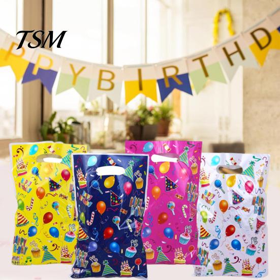 Sacchetti da Festa Senza BPA 50 Pezzi Caramelle Dolcetti con Manico Grande Capacità Colori Vivaci Disegni Cartoni Animati Regalo di Compleanno Giocattoli Gadget