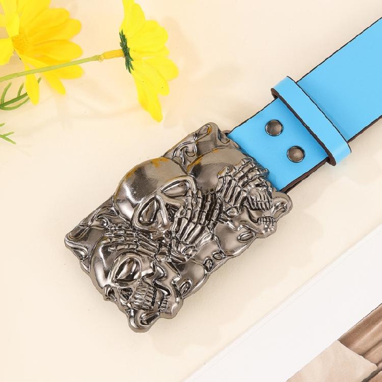 Versatiles Leather Belt Hipsters Fashion Waistband Men Skull Buckle Waist Belt for Trendy Outfits