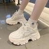 Women New Fashion Platform Sport Shoes Women  Summer Black Casual Chunky Sneakers Women Mesh Leather Platform Shoes
