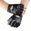 Punk Handschuhe Halbfinger Punk PU Lederhandschuhe Atmungsaktive Accessoires Mode Outfits für Radfahren Fitnessstudio Tanzen Fitness Musik