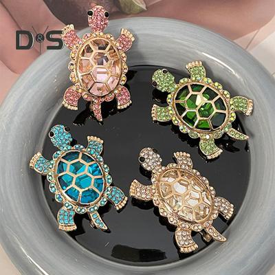 Women Turtle Brooch Rhinestone Anti-slip Faux Crystal Wear-resistant Suit Coat Collar Hat Scarf Decoration Clothes Pin Prom Party Garment Jewelry