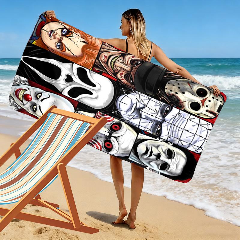 Telo Mare con Stampa Film Horror, Grande Morbido Asciugatura Rapida per Spiaggia Campeggio Nuoto