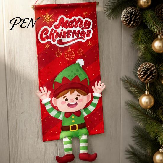 Indoor Holiday Home Ornaments Christmas Banner Decorations with Hanging Rope, Elf/Snowman/Gnome/Snowman Festive Flags for Doorway Celebratory