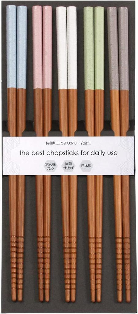 319482 Set of Made in Japan Dishwasher-safe Chopsticks, 5, 22.5cm, Antibacterial,
