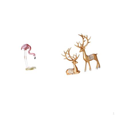 Flamingo Reindeer Resin Statue Modern Deer Sculpture Home Decor Collectable Craft Figurine with
