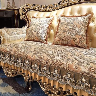 Europäische Stickerei Sofakissen Luxus Chenille Anti-Rutsch Wohnzimmer Sofabezug Vier Jahreszeiten Universal Couchbezug Kissenbezug