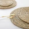 Table Placemat Wear-resistant Handwoven Cattail Grass Placemat Heat Resistant Table Mat for Home Decoration