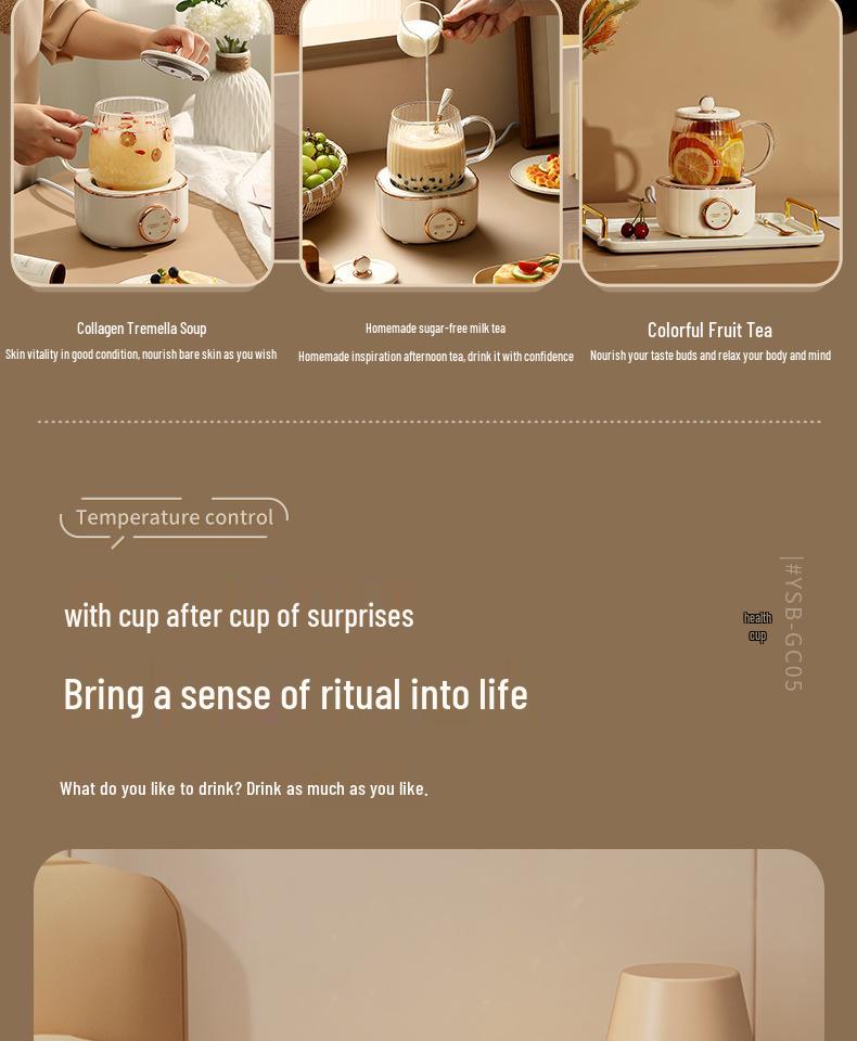 Kompaktní elektrický čajovar: Multifunkční mini zdravotní hrnec a květinová konvička na čaj se samostatným vařičem