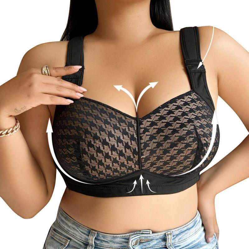 Ladies Plus Size Bra Women Adjustable Strap Gathering Bra