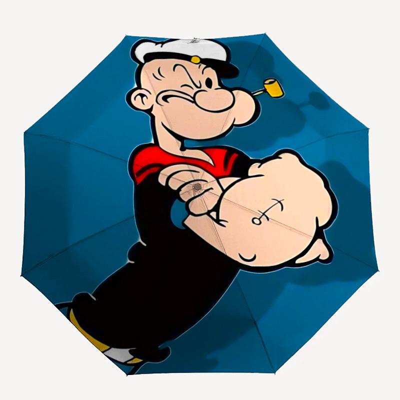 

1pc Popeye Sailor Home Essential Cute Cartoon Umbrella, Portable Folding Umbrella with Durable Iron Frame 8 Ribs, 053