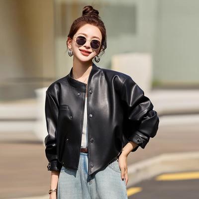 Leather Jacket Women's Design Sense Spring and Autumn Design Sense Loose Short Leather Jacket Top