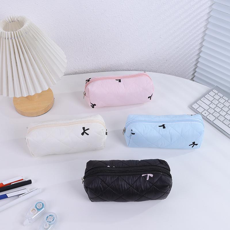 Cute Korean Style Polyester Pencil Bag With Spacious Storage For Students