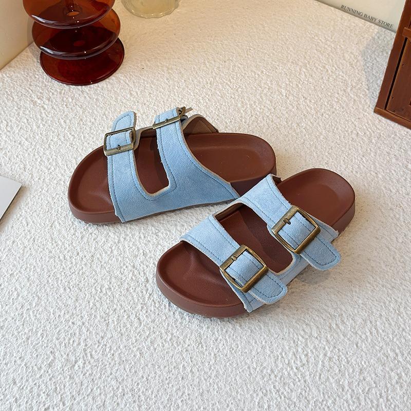 

Children s Soft Bottom Slippers Fashion Double Buckle Flat Beach Shoes Girls Outdoor Open Toe Platform Shoes Slides I05185 26