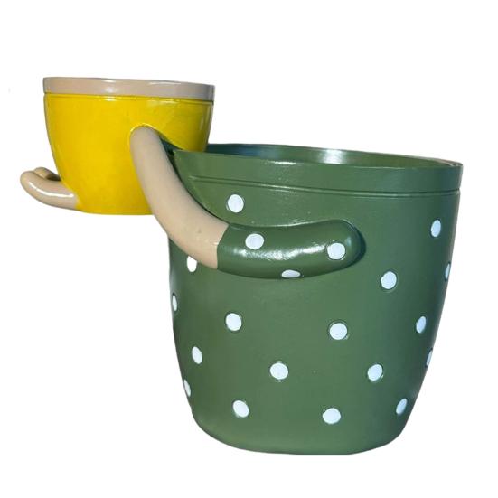 Mother And Child Planter Resin Decorative Plant Pot Indoor Outdoor зелёный