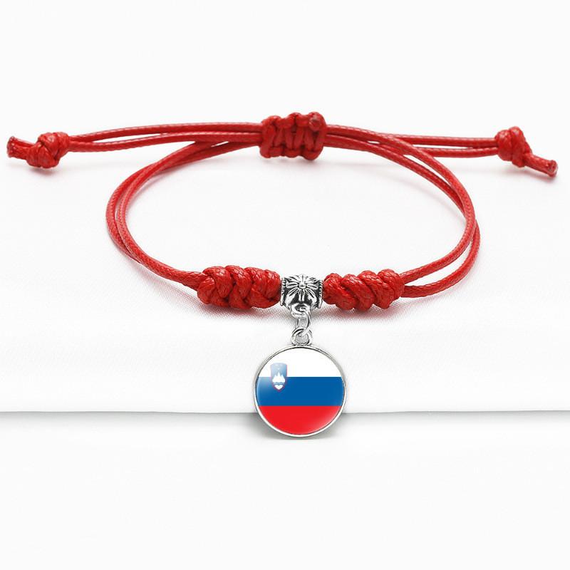 Red Bracelet Trendy With Timeless Gem European Country Flags Unisex Material Mixed