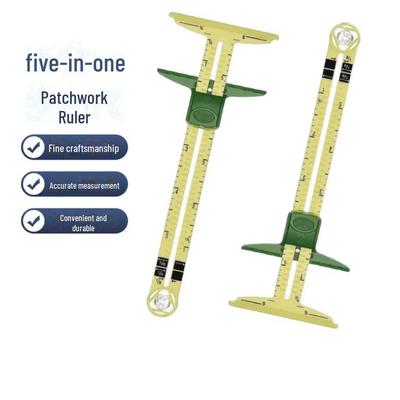 Plastové multifunkční patchworkové pravítko 5 v 1 pro malování, krejčovství a šití.