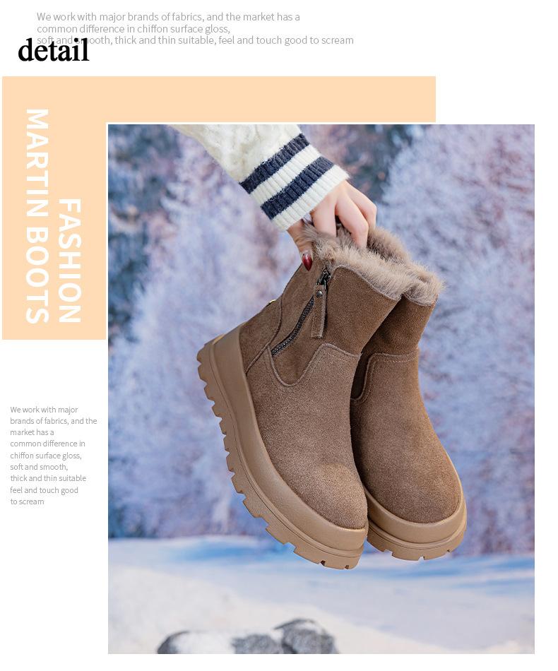 Chunky Platform Snow Boots for Women Winter Warm Suede Ankle Booties With Faux Fur Lining Women's Comfort Non-Slip Walking Boot Shoes With Side Zipper