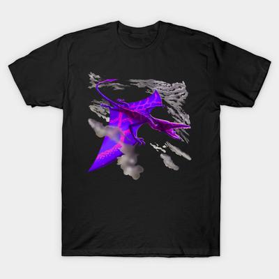 Asian Size Men Print T-shirt Pterodactyl At Night No-Cut Heat Transfer Print Cotton Tshirt