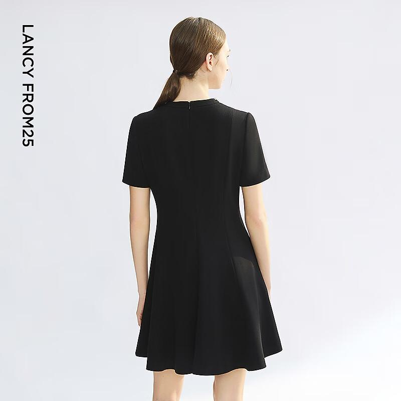 LANCY Focus Series Acetate Blend Waist-Cinching Elegant Midi Dress
