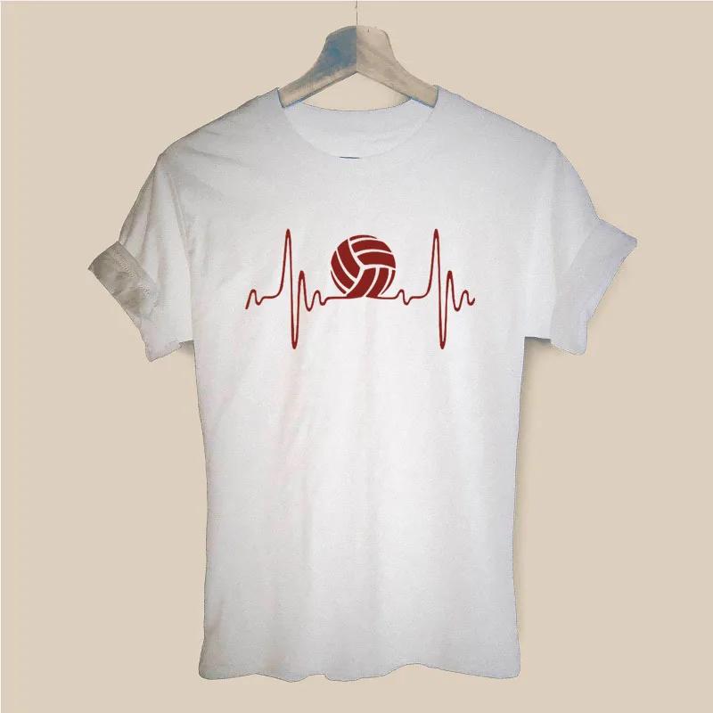 Heartbeat Volleyballs Harajuku T Shirt Funny Tshirt Women Clothing Casual Short Sleeve Tops Tees