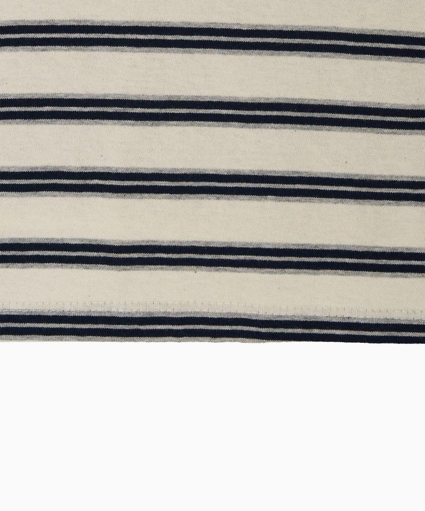 Minasu Multi Stripe Collar T Shirt_Navy Ivory