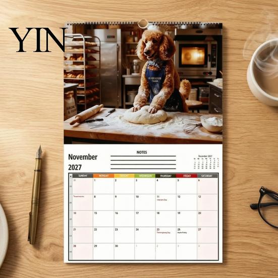 Practical Schedule Management 2027 Funny Dog Working Wall Calendar, Jan. 2027-Dec. 12 X Cute Animal Hanging 8 Inch Monthly Planner with Puppy
