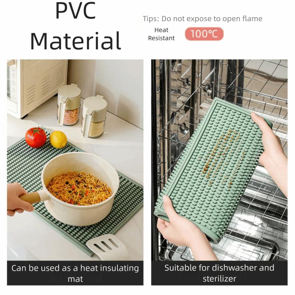Rubber Base Heat-resistant Bar Mat Non-Slip Thickened Drain Pad Silicone Material Reusable Countertop Mat Kitchen Countertop