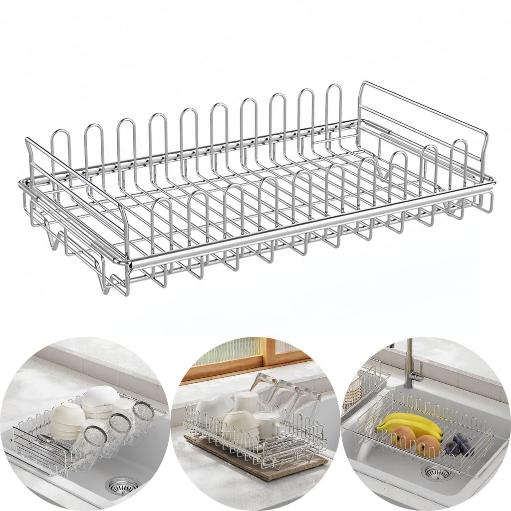 1PC Sink Drying Rack 37x21.5x8cm With Rack For Storage Plates, Bowls, And Kitchen Essentials Stainless Steel Dish Drying Bracket