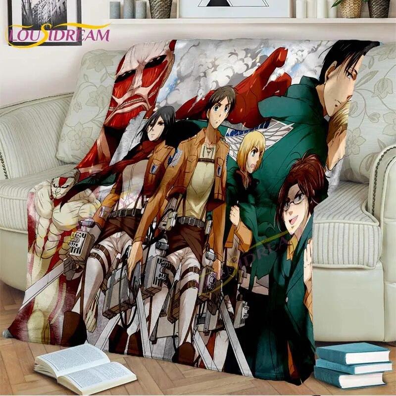 Classic Anime Blanket Attack On Titan Blanket Eren Jaeger Blanket for Bedroom Sofa Livingroom Cartoon Blanket Children's Blanket