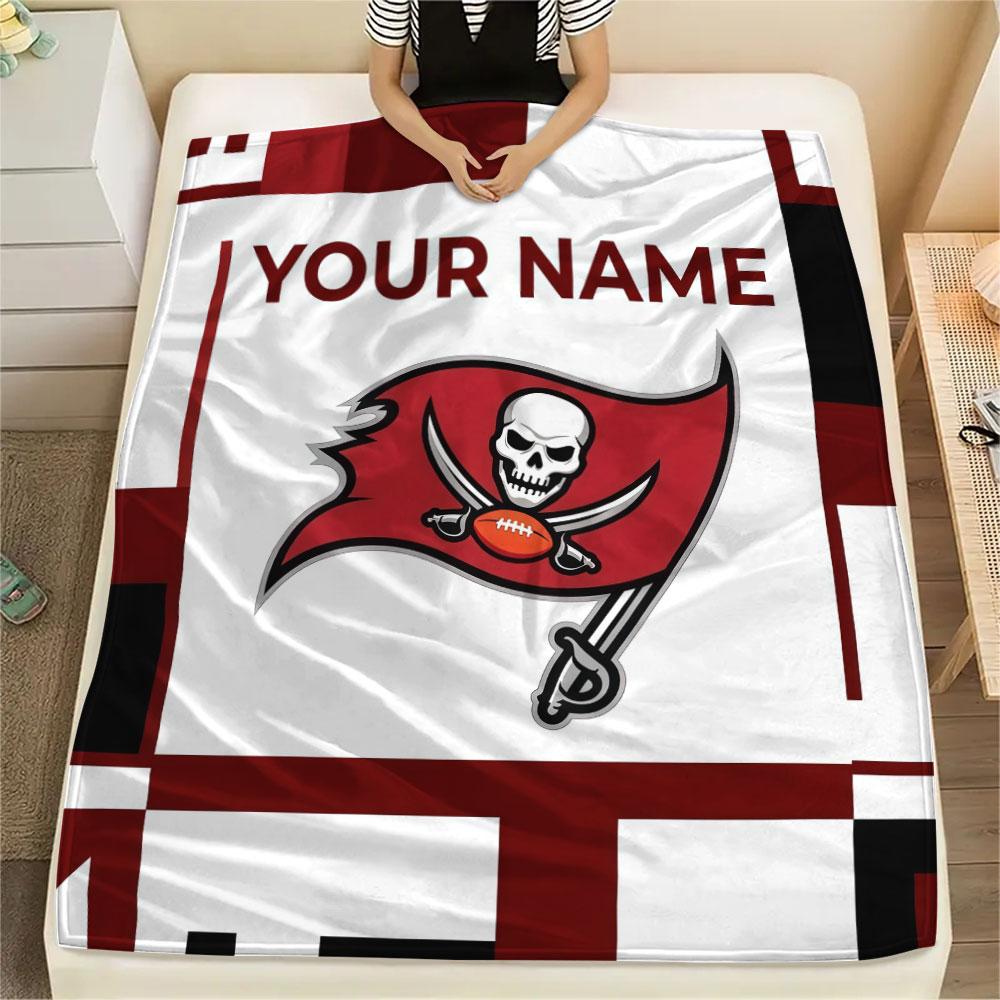 Custom Name,Tampa Bay Buccaneers Printed Flannel Blanket, soft throw for bedroom sofa, washable, Christmas present, great gift.