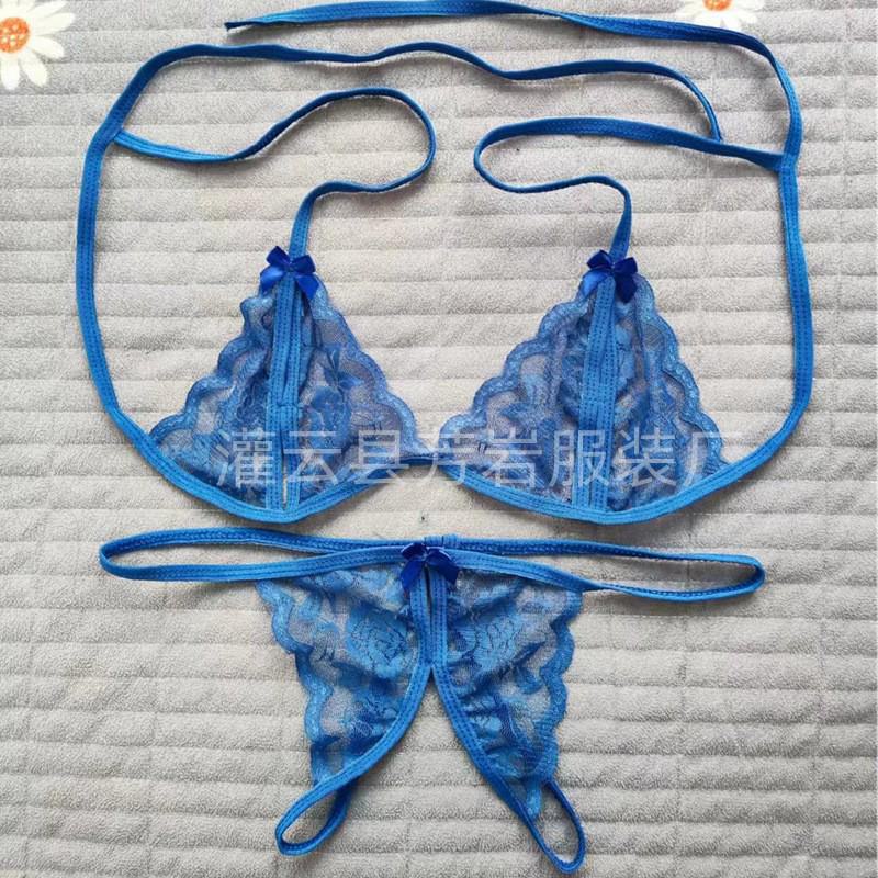 Chilot tanga cu fund deschis, dantelă și fundă - Chiloți sexy mărimi mari T-back