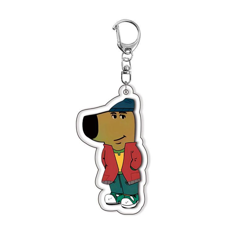 Christmas Cartoon Dog Pattern Acrylic Keychain Fashion Cute Girls Boys Funny Charming Bag Charm Ring Ornament Couples Gifts Toys