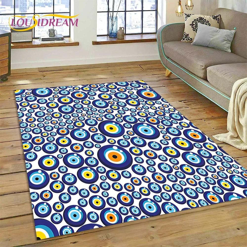 Evil Eye Turkey Blue Nazar Eye of Horus Carpet Rug for Bedroom Living Room Home Sofa Decoration,Child Game Large Decor Floor Mat