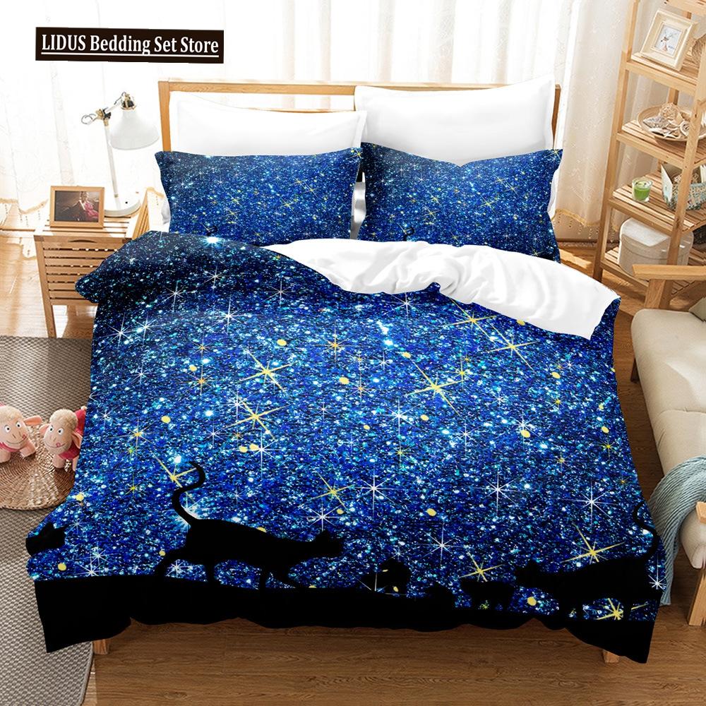 Katzen Bettbezug Set Queen King Size Für Jungen Mädchen Niedlicher Tierdruck Bettwäsche Set Schlafzimmer Haustier Thema Polyester Bettdeckenbezug