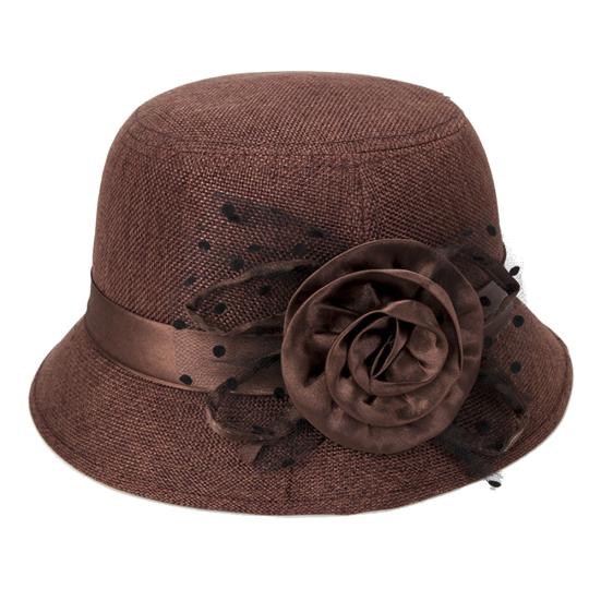 Women's Polka Dot Mesh Flower Bowler Bucket Hat Outdoor Sun Visor Basin Cap