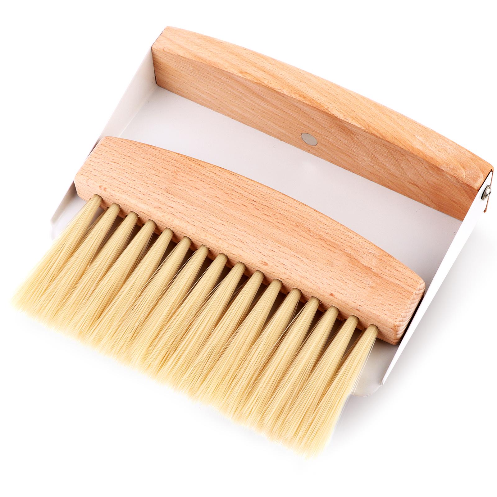 

Набір маленьких совок та щіток, міні-портативний совок та щітка, дерев яна настільна щітка, металевий совок для підмітання столу, настільний, граф білий