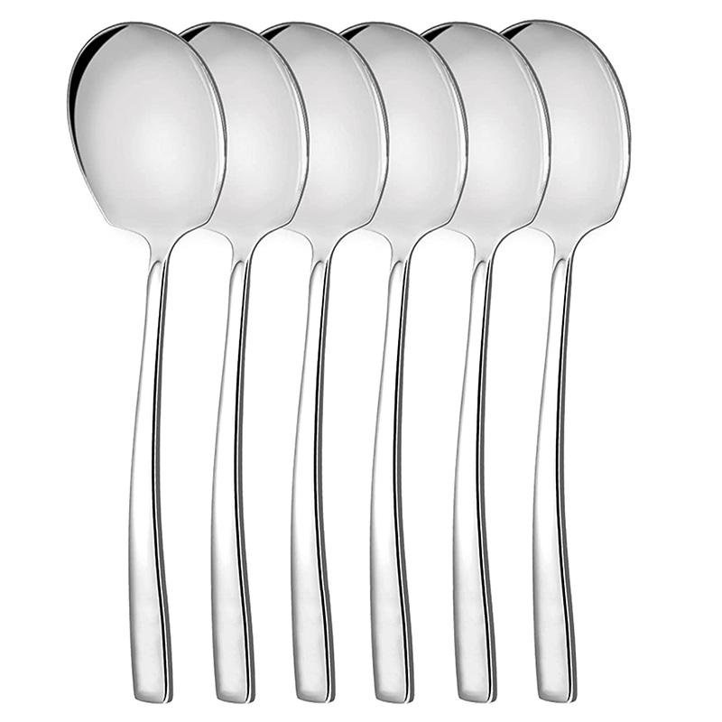 Premium 6PCS Stainless Steel Serving Spoon Set for Catering, Large Serving Utensils Buffet Spoons Restaurant Supplies