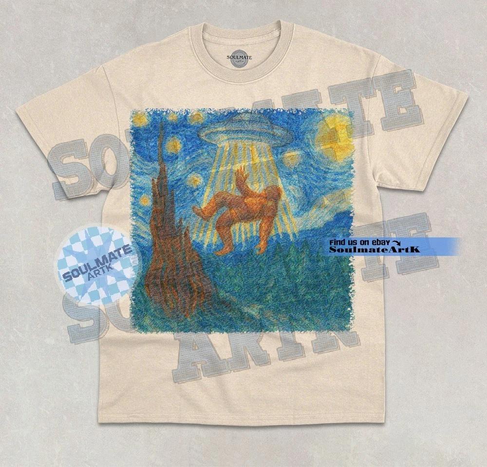 Sasquatch UFO T-Shirt Funny Bigfoot Meme Ape Joke Space Aliens Graphic Shirt 4XL