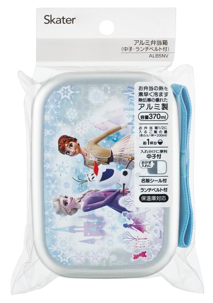 Skater Aluminum Bento Box for 370ml Insulated Lunch Belt Made in Disney Frozen Kids, Capacity, Storage, Included, Japan, 26, Girl's ALB5NV-A