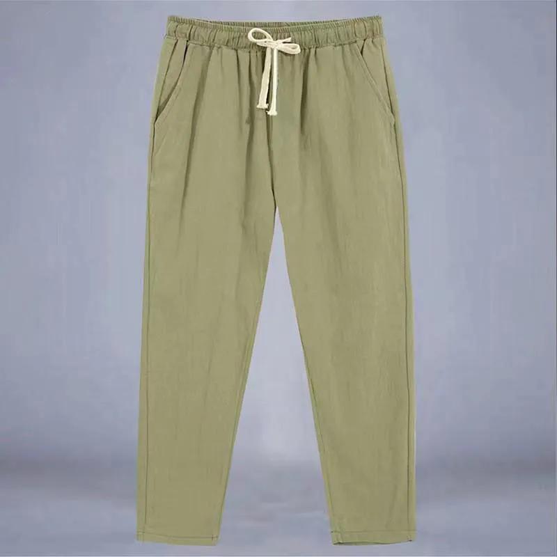 Bawełniane spodnie cropped dla mężczyzn na lato, dopasowane, luźne, plus size, sportowe, proste nogawki, męskie spodnie casualowe