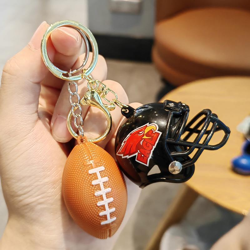 Creative Exquisite American Football Helmet Keychain - Small Ornament Pendant Gift for Boys and Girls