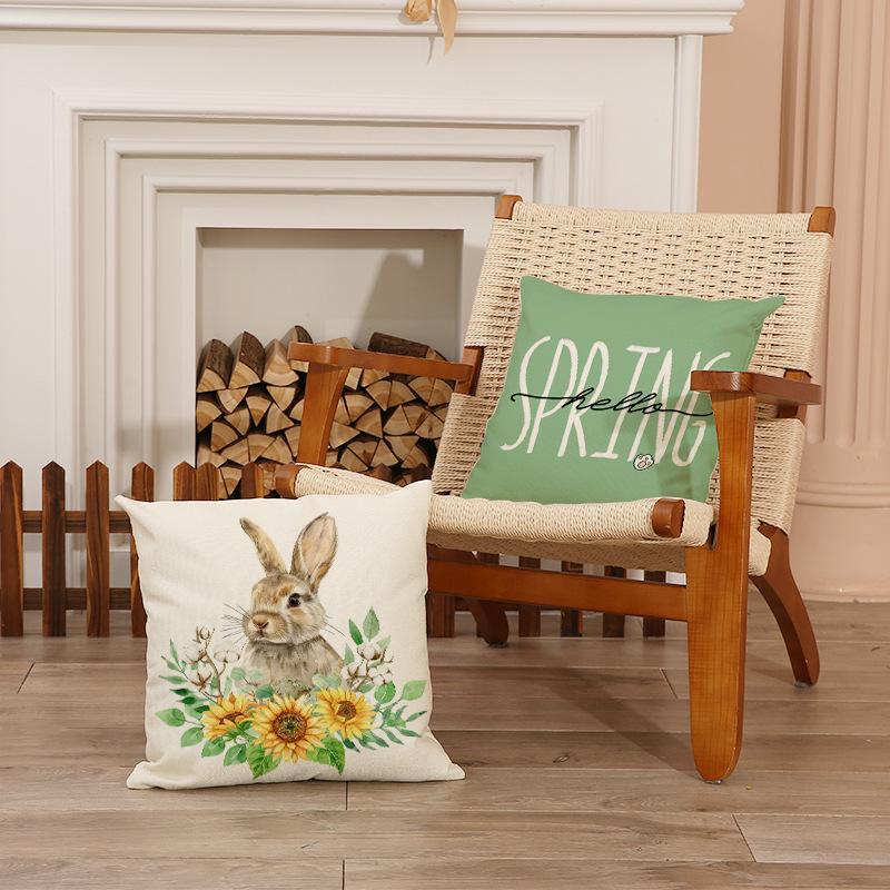 Spring New Easter Bunny Pillow Cover Living Room Sofa Cushion Outdoor Pillow Cover Home Decoration Cushion