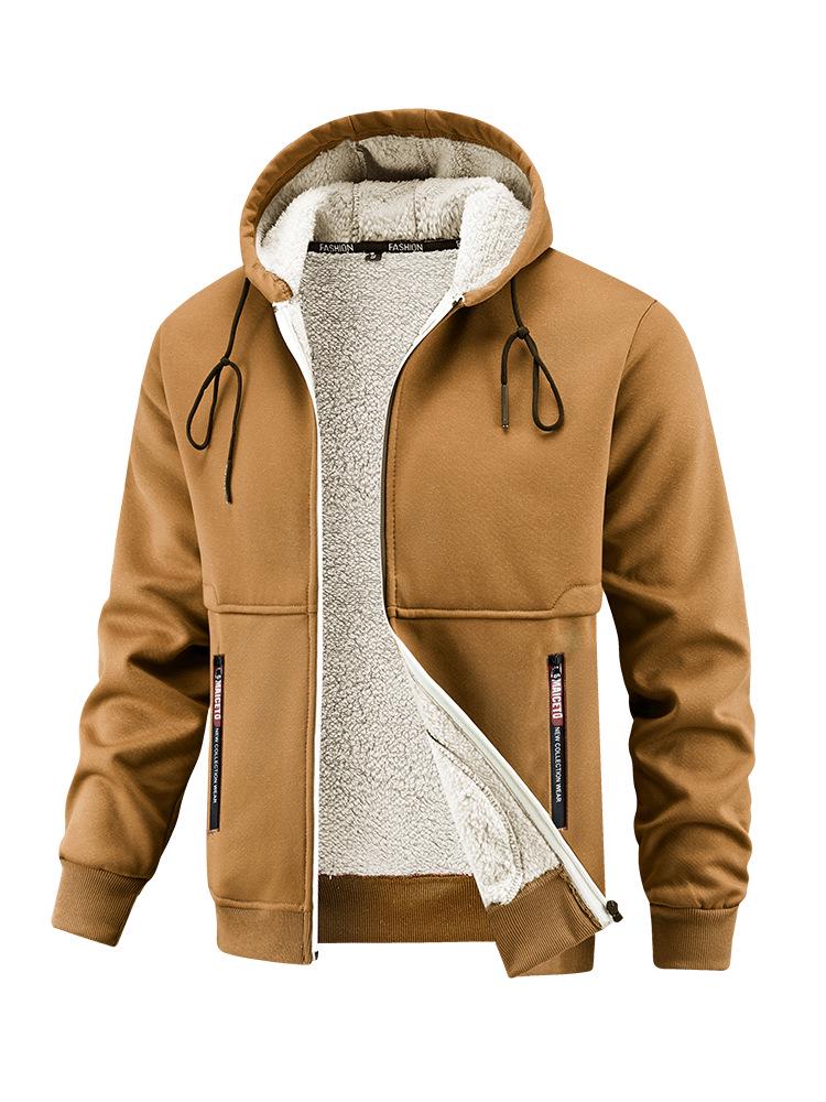 Men's 2025 Lambswool Hooded Jacket - Warm, Thickened, Casual Autumn/Winter Wear with Free Shipping