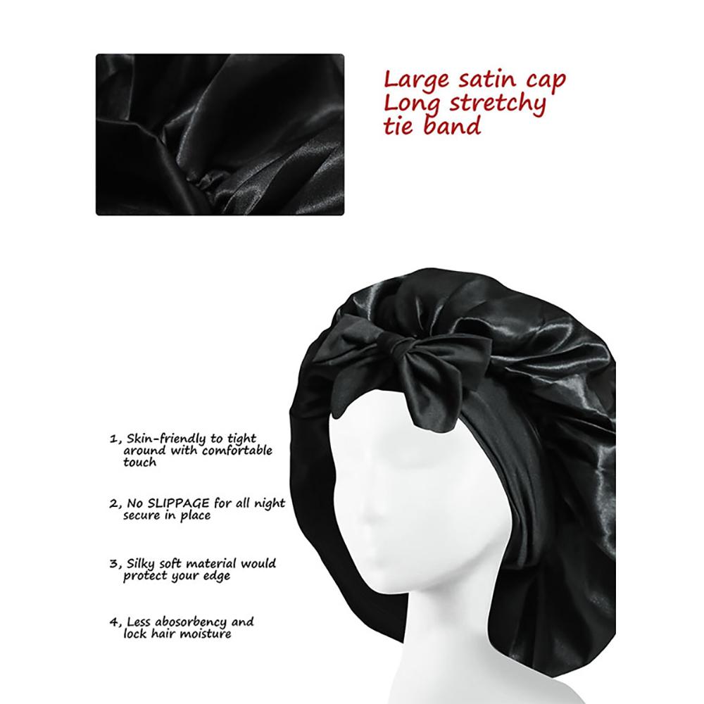 Sleeping Hat Satin Solid Wide-brimmed Beauty Headscarf Head Wrap Elastic Band Cap Hair Care Bonnet Night Hat Hair Salon Cap Tool