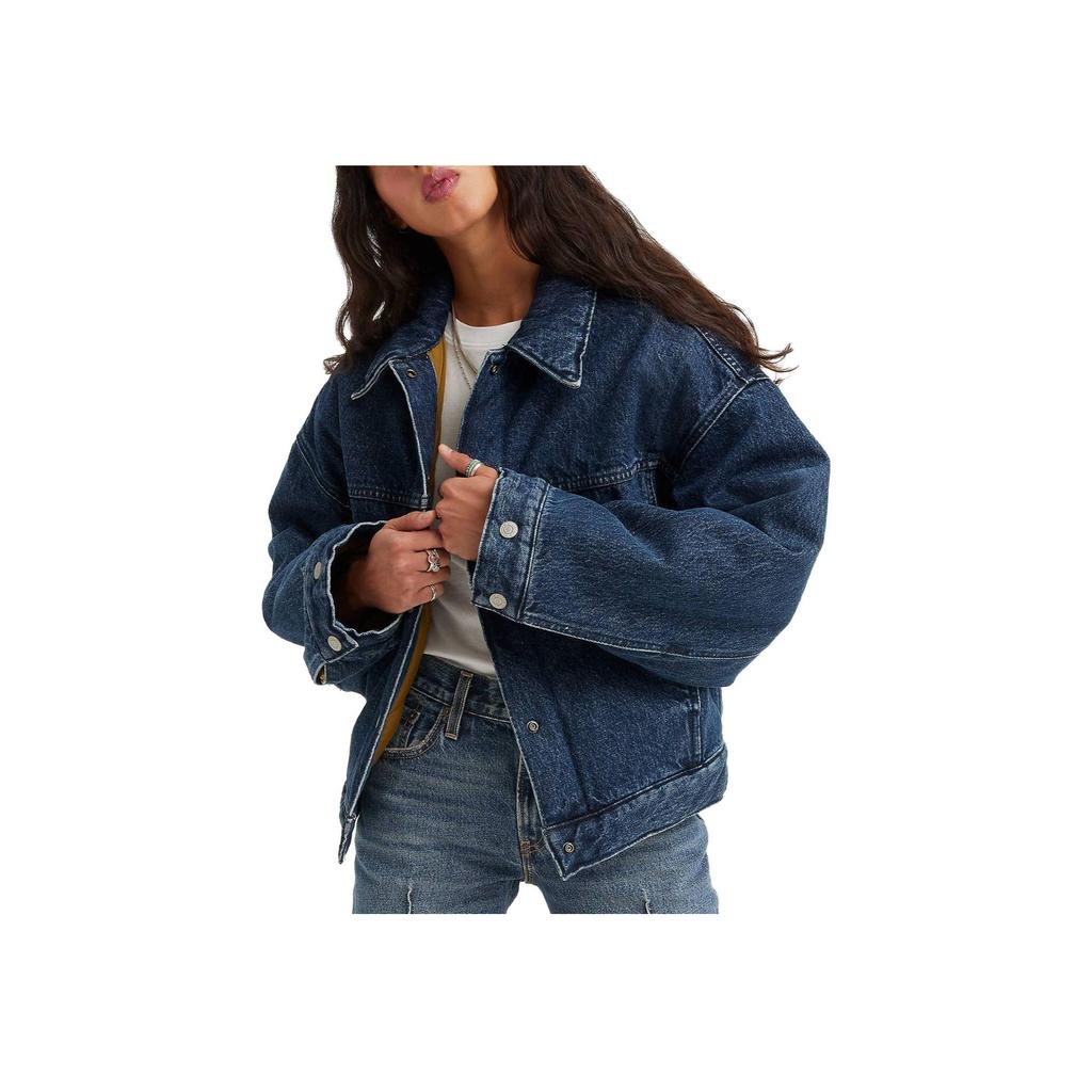 Levis Reversible Bubble Trucker Jacket Single Breasted Long Sleeve Denim Coat Women Jackets Blue A5997-0000
