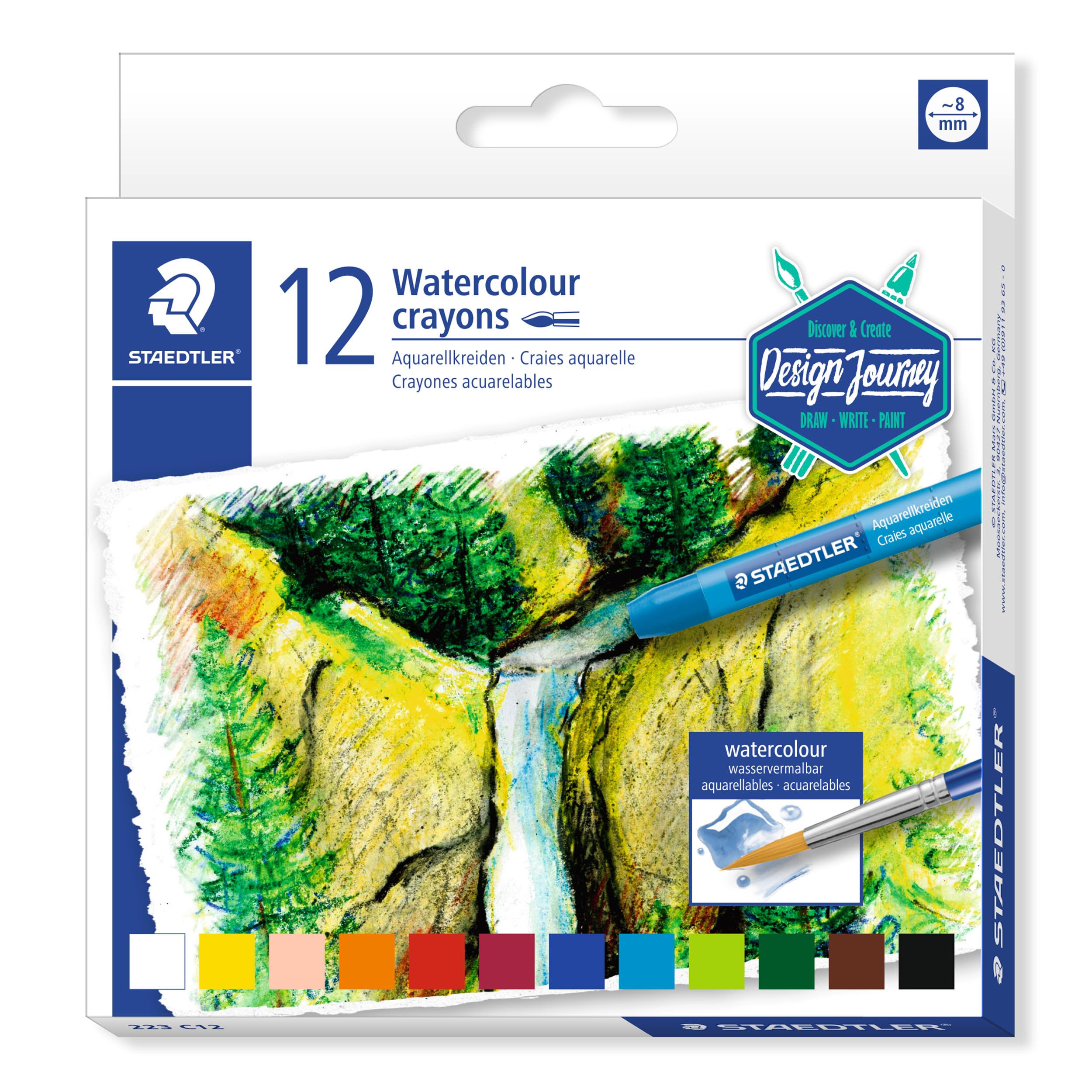 

Staedtler Crayon 12 Colors Watercolor Crayon Design Journey 223 C12 Water-based