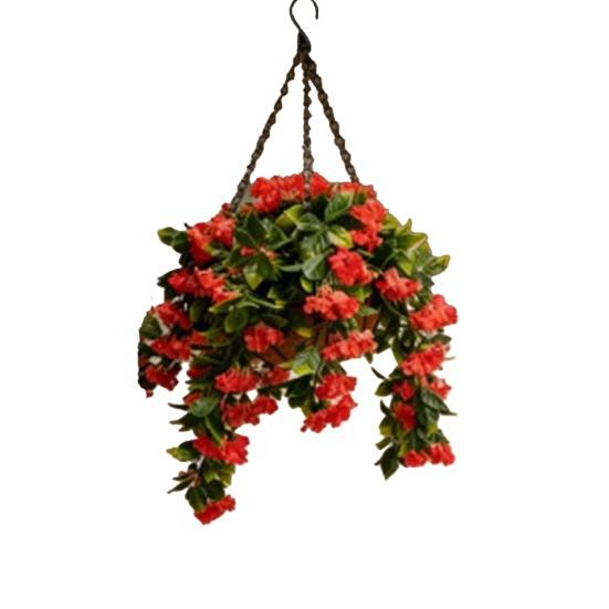 

15-дюймовые подвесные корзины с искусственной мирикой, устойчивые к УФ-излучению, искусственные цветы для улицы, реалистичные корзины с искусственными цветами для декора весеннего сада, патио, крыльца красный