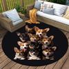 Dogs Round Area Rug,Carpet Rug for Living Room Bedroom Sofa Playroom Decor,Non-slip Floor Mat