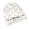 Beige And White Minimalist Art Deco Abstract Pattern Adult Knit Beanie with Easy Modern Style Fits Effortlessly Into Seasonal Wardrobes And Pairs Well