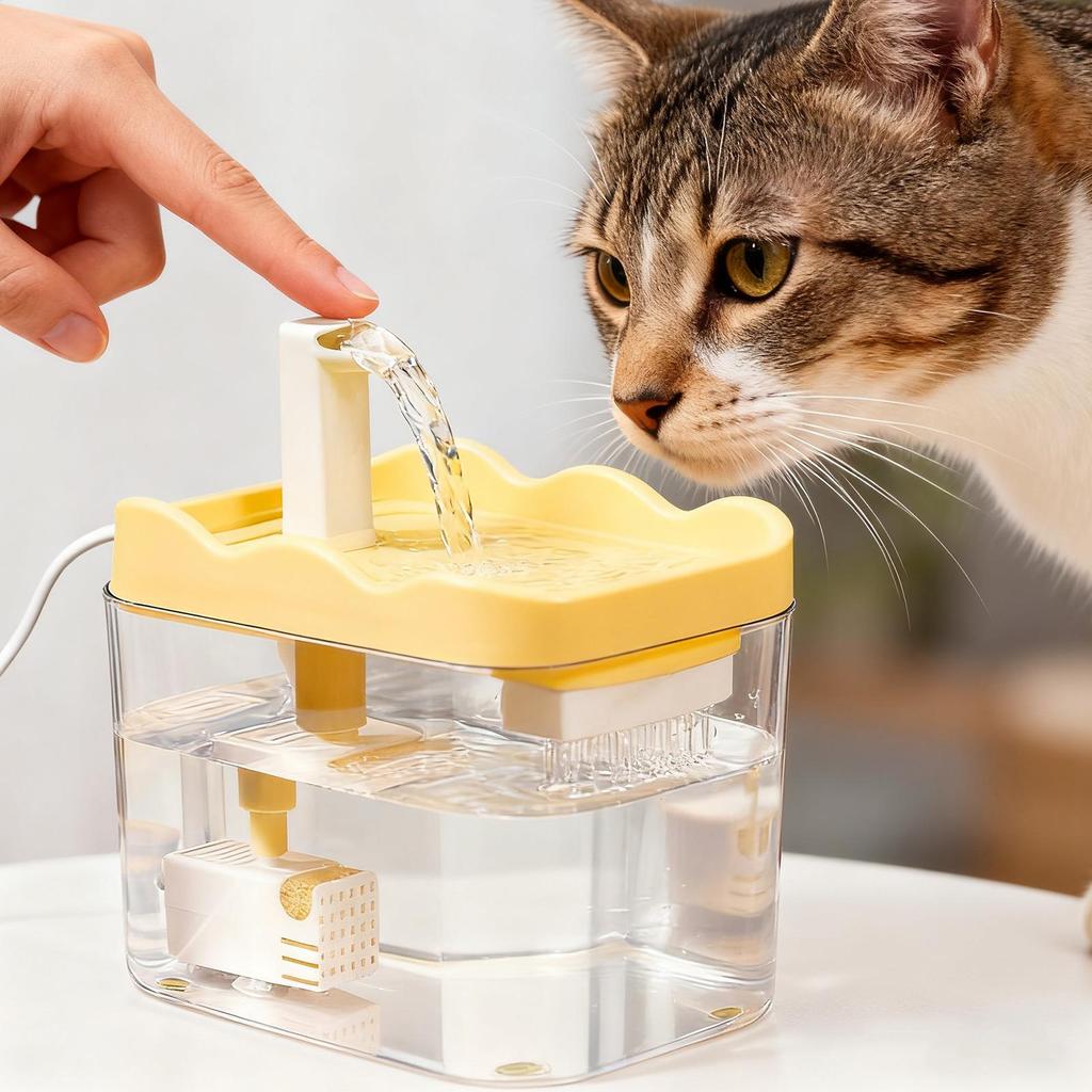 Cat Water Dispenser with Pump Filtered Water Mute Water Shortage Auto Power Off Automatic Circulating Flow Drinker